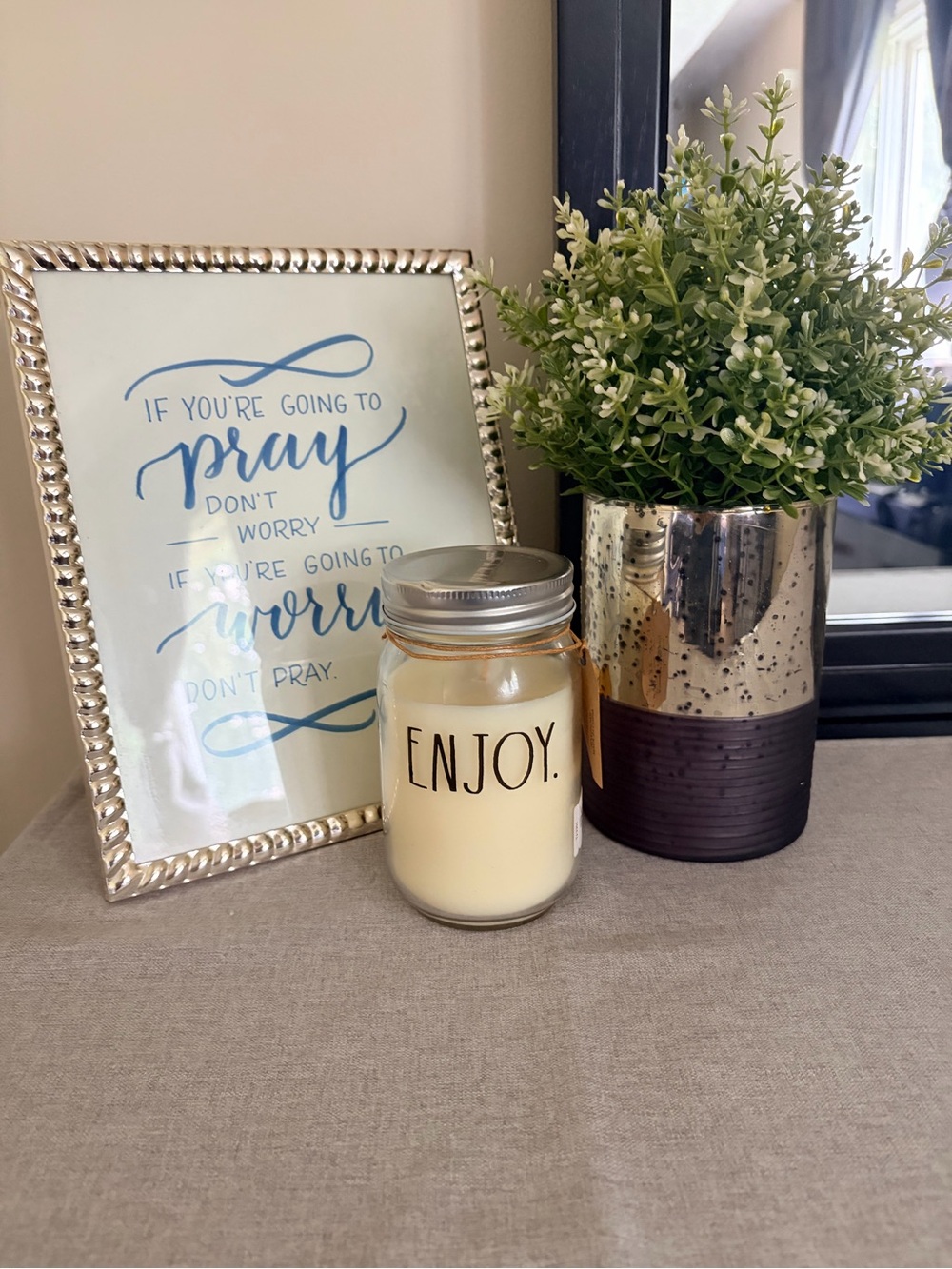 Rae Dunn “ENJOY” Scented Mason Jar Candle - Cream